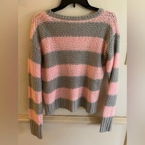 Aeropostale Pink and Gray Striped Sweater